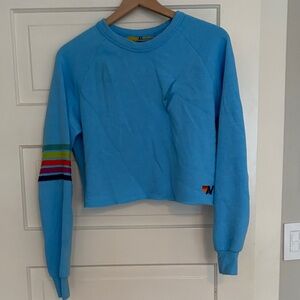 Aviator Nation Rugby Stitch Crop Sweatshirt